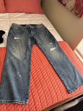 CAbi Light Wash Denim Jeans - Blue with white splashes of style - NWOT